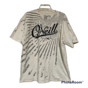 O'Neil mens white gray t shirt size XL california surf outdoors logo cotton